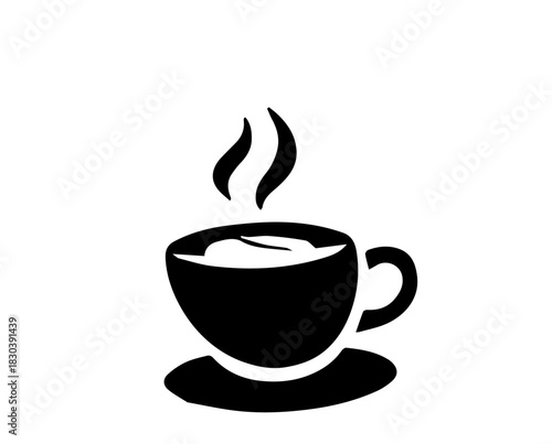coffee cup logo black silhouette on white,