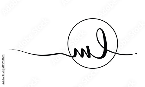 M, L, ML Initial letter logo. Alphabet ML Handwritten Signature logo