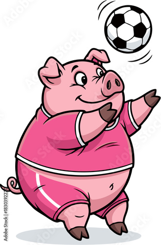 Funny Pig Goalkeeper Trying to Catch Soccer Ball Vector