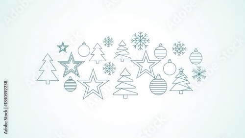 A Christmas-themed image with a blue and white color scheme featuring various Christmas decorations.
