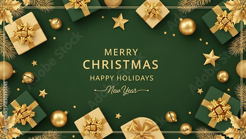 The image provides a high-resolution, celebratory visual with a central negative space, ready for holiday text or a New Year message, embodying the spirit of the festive theme.
