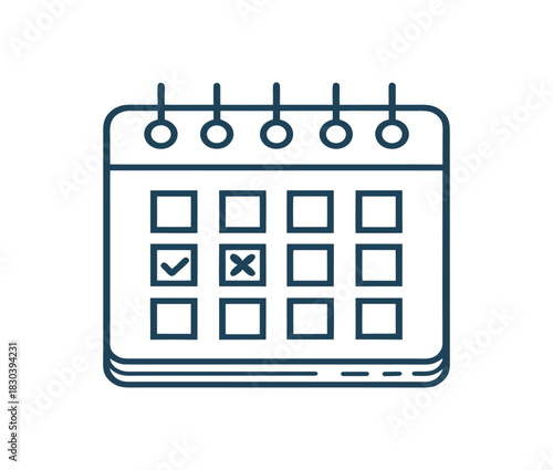 Appointment Planner Outline Graphic with Check and Cross Marks