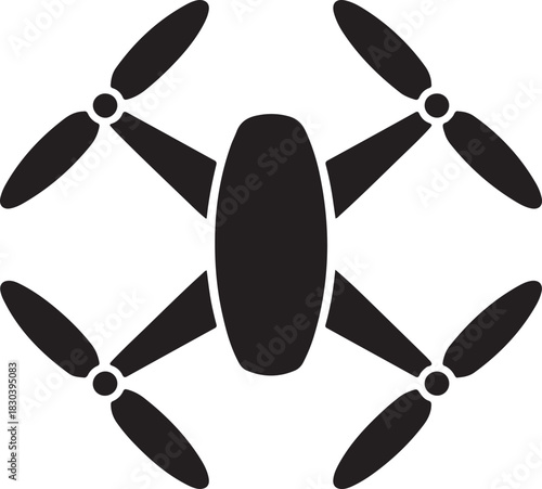 Drone vector icon representing unmanned aerial vehicle technology and remote surveillance