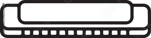 Harmonica vector icon illustration in outline style representing musical instrument for blues music