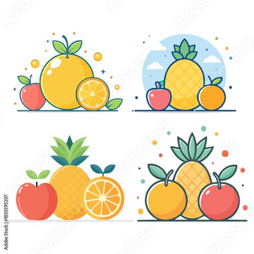 vector illustration of a set of fruits