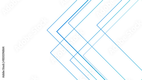 Minimalist White Abstract Background Blue & Cyan Geometric Line Art in Modern Tech-Style, Layered Angular Shapes Ideal for Futuristic Design, Business Visuals, UI Themes & Digital Banners use.