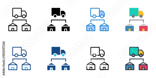 distribution icon set multiple style vector collection 
