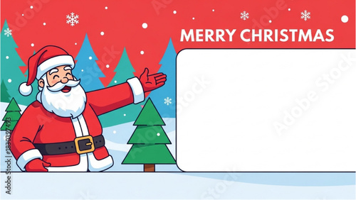 Cheerful Santa Claus Christmas Card with Customizable Text Area for Festive Greetings