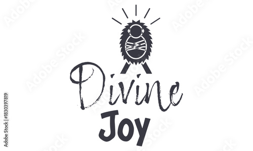 Black Silhouette Christmas Icons with Short Quote. Minimal Christian Christmas Art.