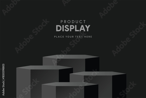 Fototapeta Naklejka Na Ścianę i Meble -  business graph on black background 3d render, Black 3d podium stand
