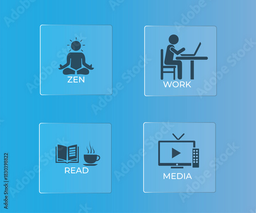 PrintVector Icons for Digital and Wellness Life Balance