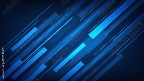 Abstract blue background with dynamic diagonal lines and geometric shapes creating a modern digital design.