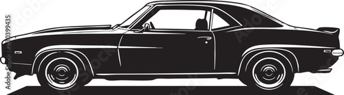 Classic American Muscle Car Coupe Silhouette Vector Illustration