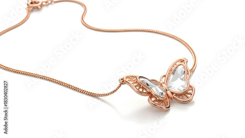 Elegant butterfly pendant necklace in rose gold tone is perfect for a special gift