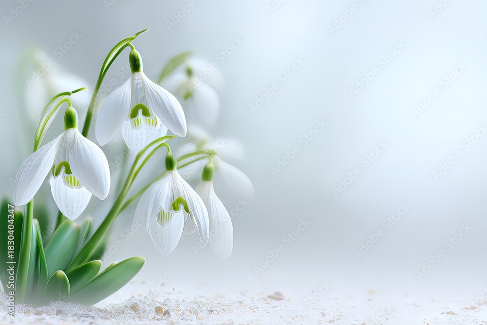 Fototapeta premium Delicate White Snowdrops in Spring