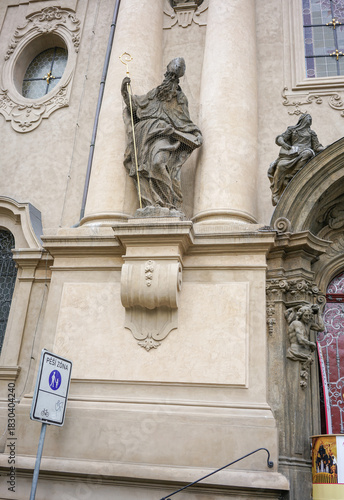 detail of the facade of the cathedral of st mary in brussels