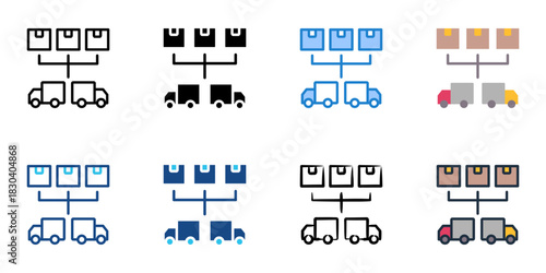Cross docking icon set multiple style vector collection 

