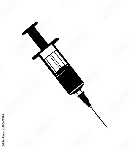 Medical syringe injecting life saving vaccine, vector graphic for health and wellness