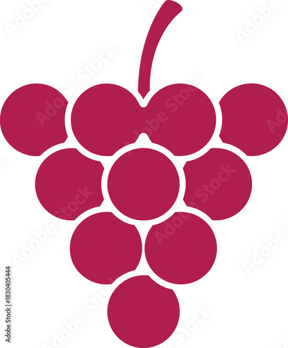Simple Red Grape Bunch Silhouette Vector Icon Illustrating a Cluster of Fruit, Ideal for Wine, Vineyard, Harvest, Food, and Natural Produce Concepts in a Minimalist Graphic Style