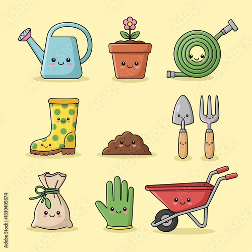 set of gardening tools