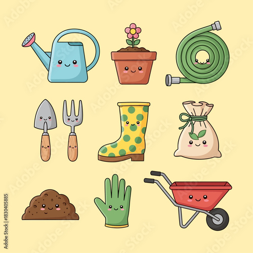 set of gardening tools