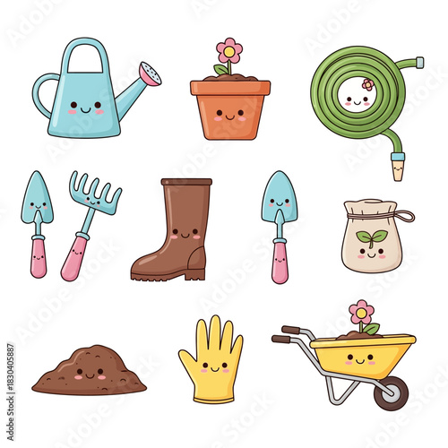 set of gardening tools