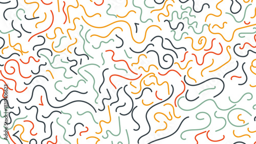 Fun line doodle seamless pattern. Creative minimalist style art background for children or trendy design with basic shapes. . Vector illustration in trendy minimalist style.