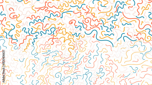 fun colorful line doodle seamless pattern. Creative abstract art background collection for children or festive celebration design. Simple childish scribble wallpaper print texture bundle.