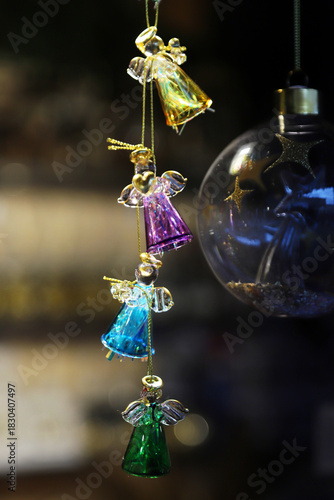 Glass angels, Christmas decorations at a traditional market
