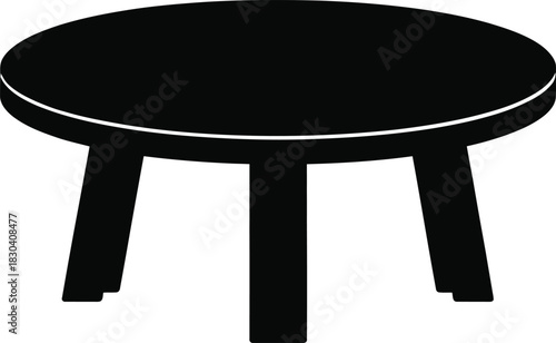 Minimalist round table silhouette icon for modern design element