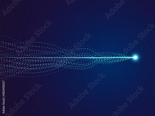 Artificial intelligence with abstract network data Dots lines flowing dynamic and blue light effect Technology Analysis vector design concept. AI technology for advance technology, Data Visualization.