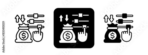 Adjustment  Solid color and black line drawing vector illustration set