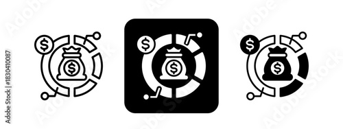 Allocation  Solid color and black line drawing vector illustration set