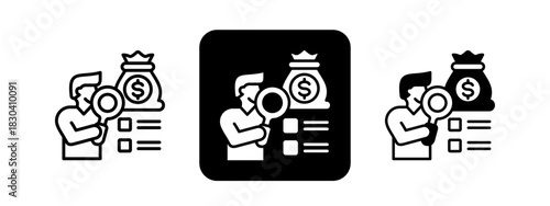 Tracking  Solid color and black line drawing vector illustration set