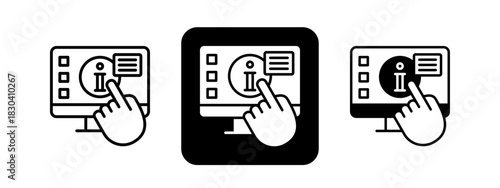 Self Service  Solid color and black line drawing vector illustration set