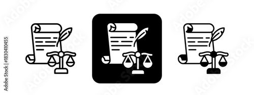 Constitution  Solid color and black line drawing vector illustration set