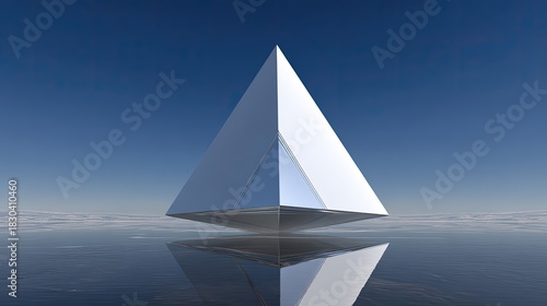White Pyramid On Ice Reflecting Blue Sky