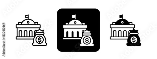 Budget  Solid color and black line drawing vector illustration set