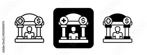 Welfare  Solid color and black line drawing vector illustration set