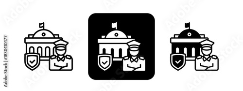 Security  Solid color and black line drawing vector illustration set