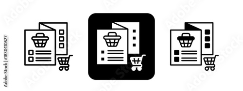 Product Catalog  Solid color and black line drawing vector illustration set