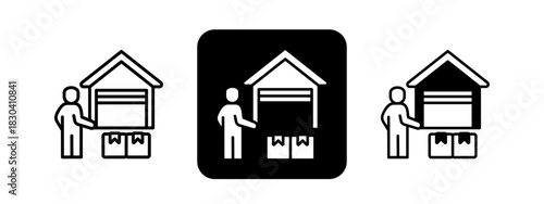 Suppliers  Solid color and black line drawing vector illustration set