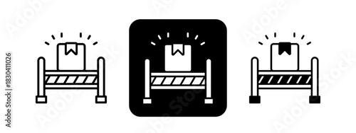 Barriers  Solid color and black line drawing vector illustration set