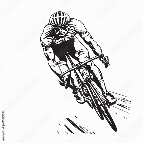 Cool Cyclist Maneuver Silhouette Vector on White Background