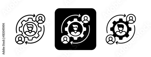 Turnover  Solid color and black line drawing vector illustration set