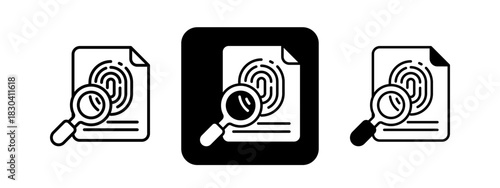 Evidence  Solid color and black line drawing vector illustration set