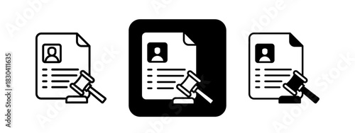 Legitimacy  Solid color and black line drawing vector illustration set