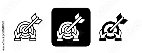 Objectivity  Solid color and black line drawing vector illustration set