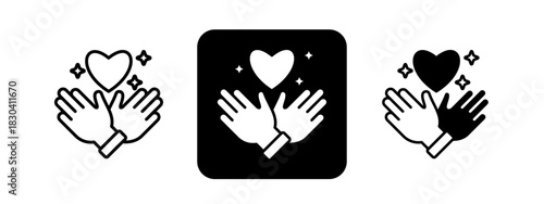 Respect  Solid color and black line drawing vector illustration set