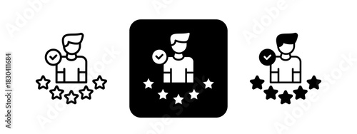 Credibility  Solid color and black line drawing vector illustration set